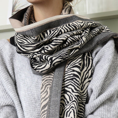 Monochrome Zebra Print Jacquard Scarf | The Jewellery Stop