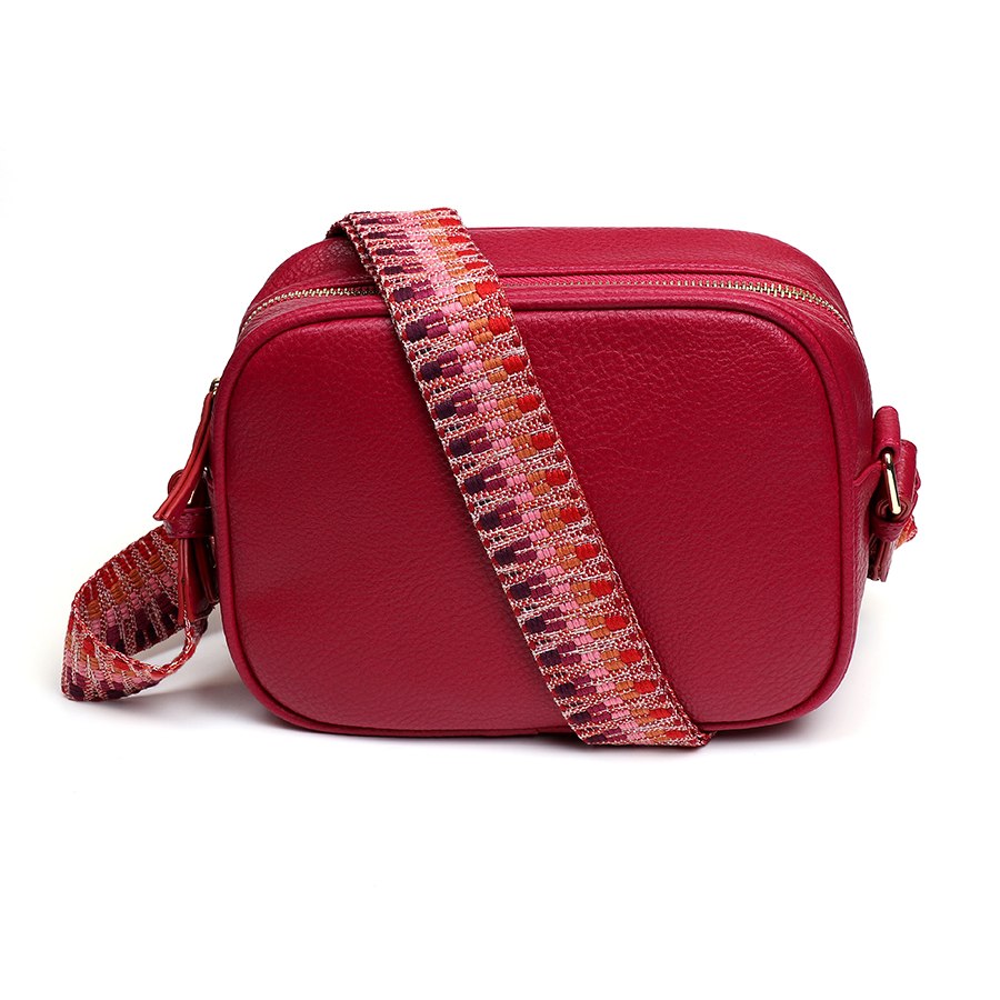 Raspberry Vegan Leather Camera Bag