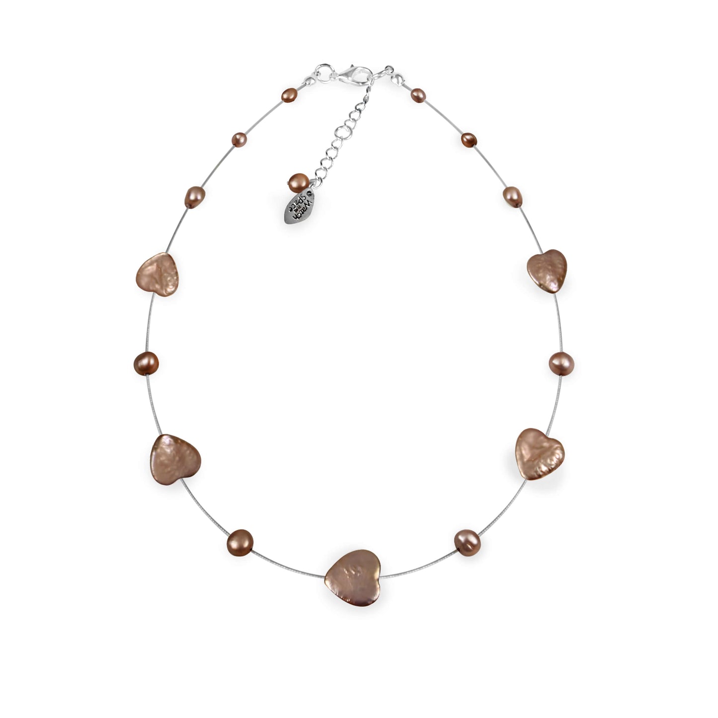 Champagne Freshwater Pearl Heart And Nugget Necklace