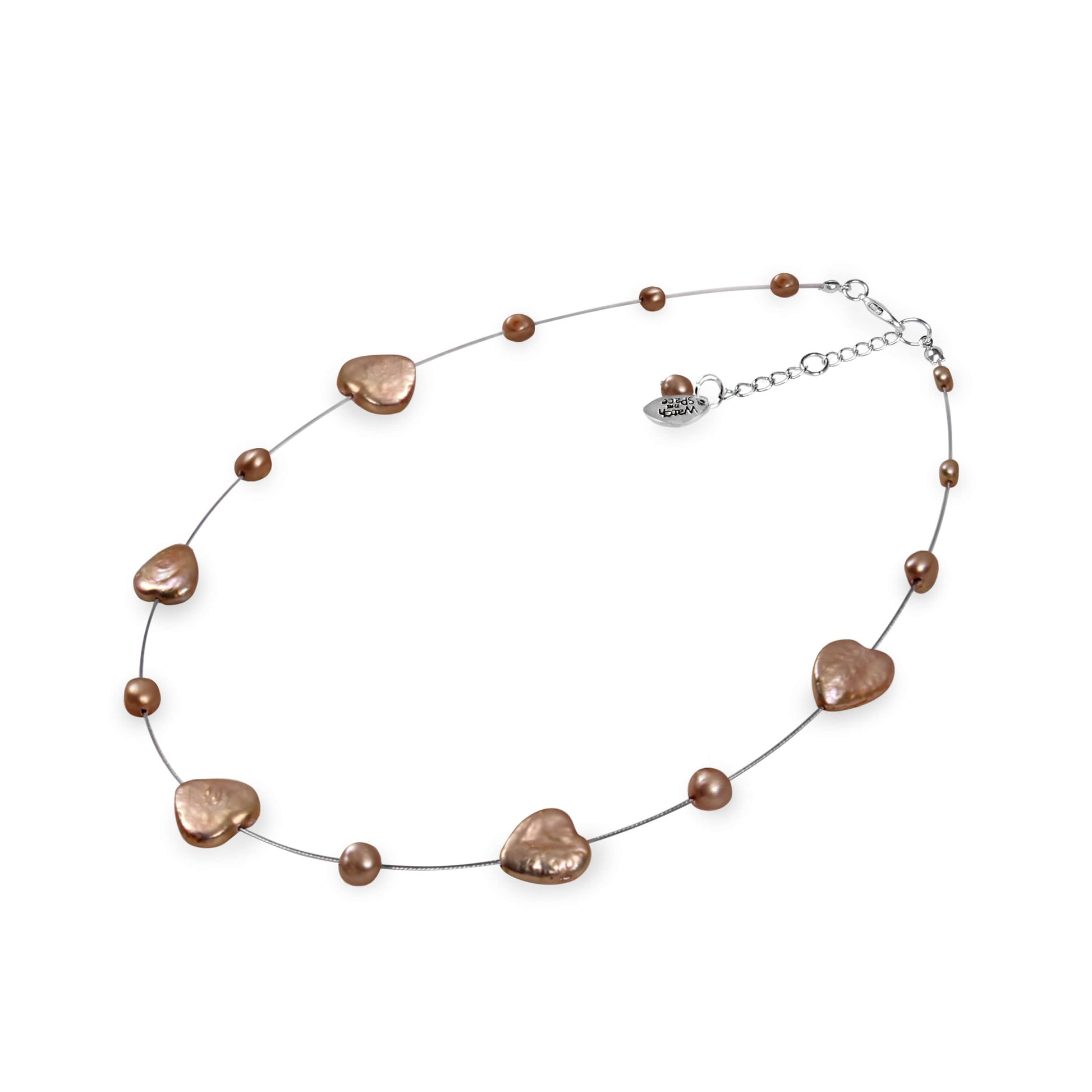 Champagne Freshwater Pearl Heart And Nugget Necklace