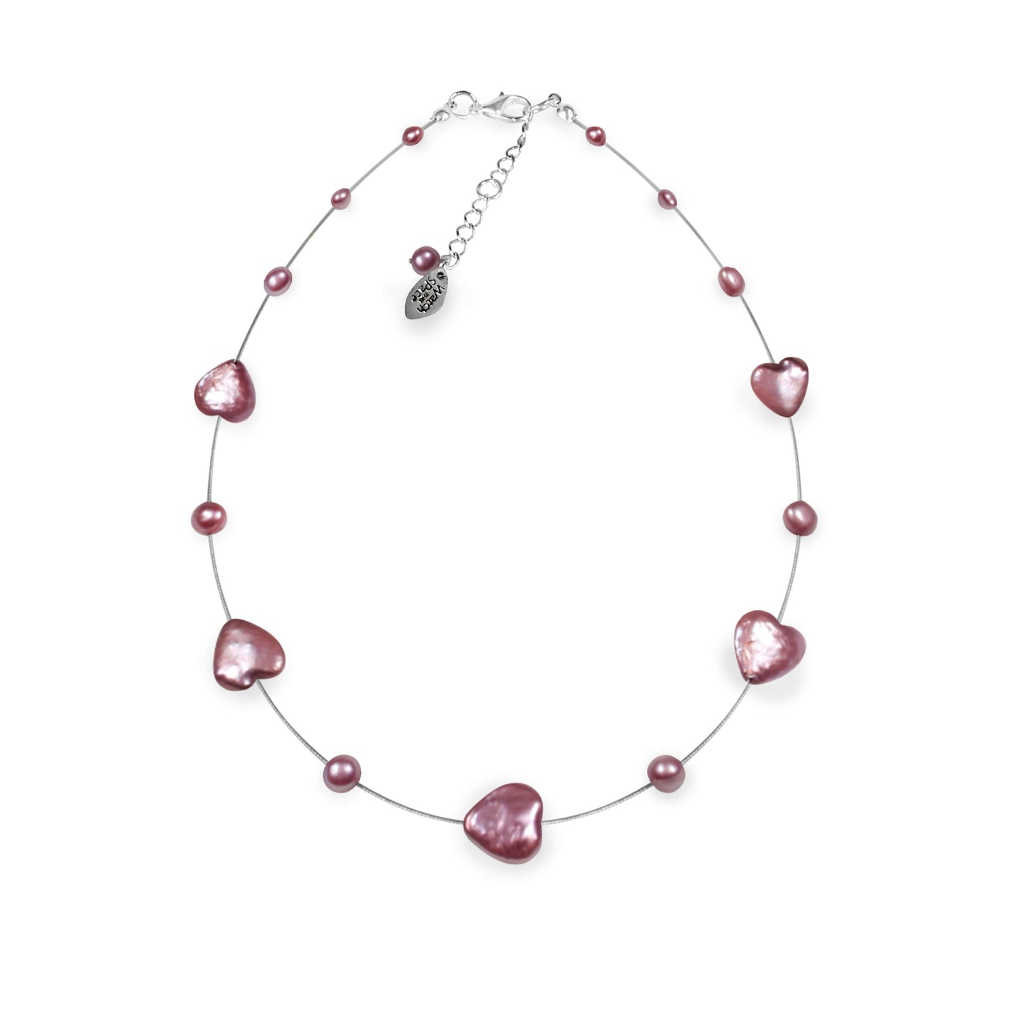 Rose Freshwater Pearl Heart And Nugget Necklace