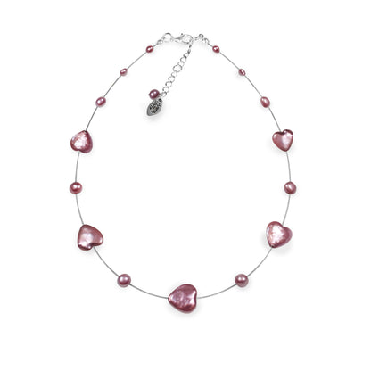 Rose Freshwater Pearl Heart And Nugget Necklace
