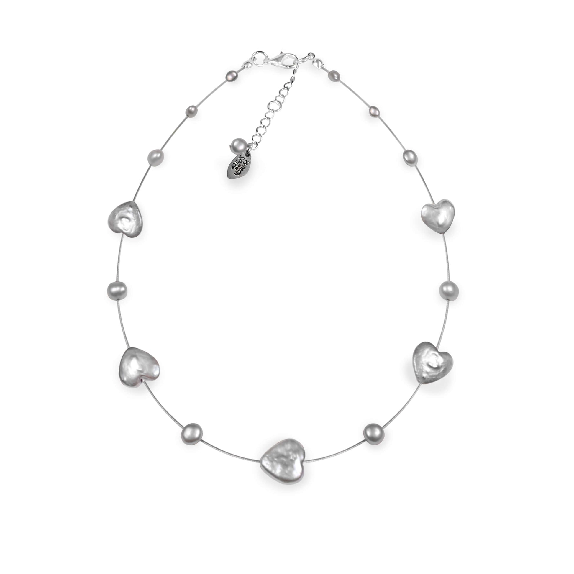 Silver Freshwater Pearl Heart And Nugget Necklace