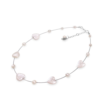 White Freshwater Pearl Heart And Nugget Necklace