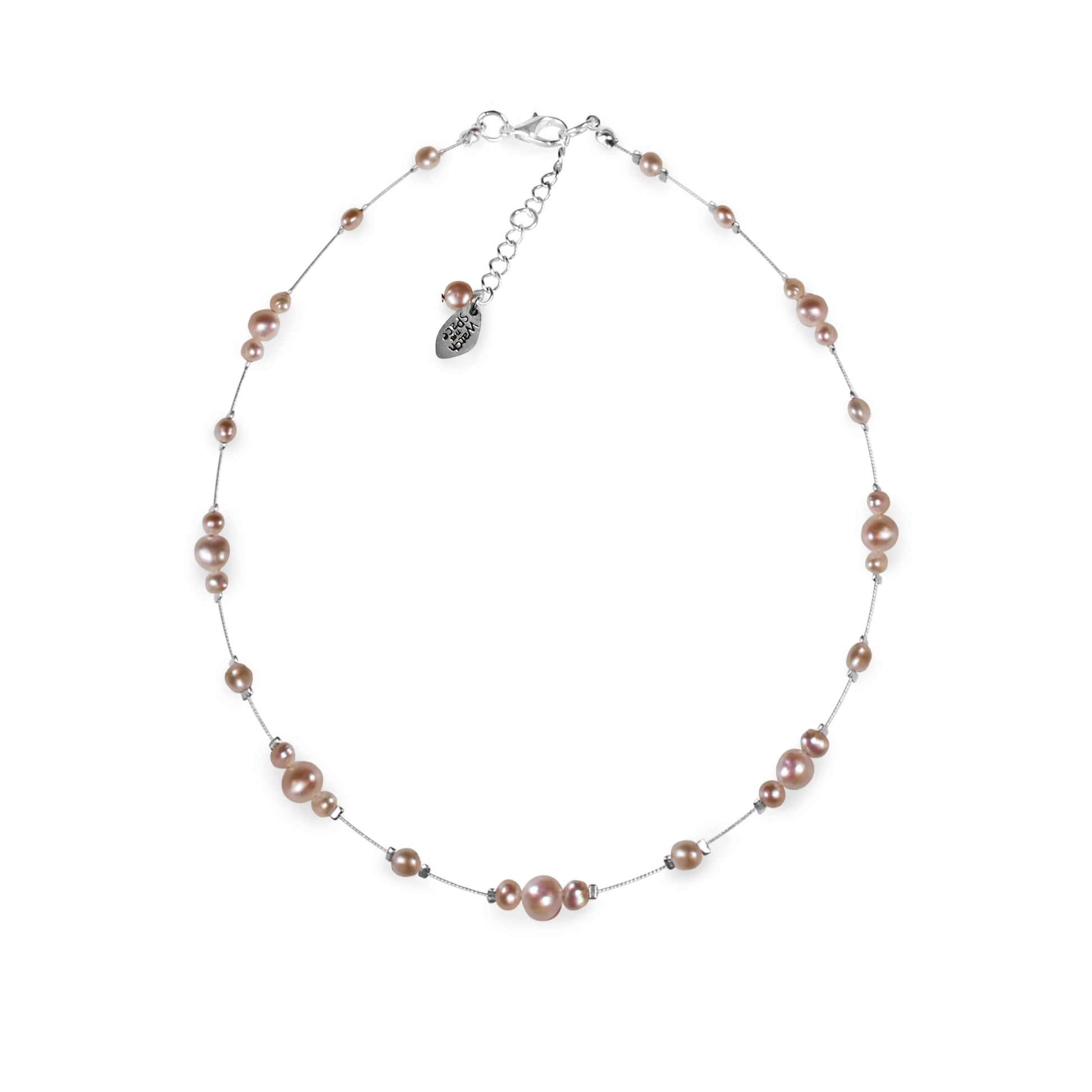 Pale Apricot Freshwater Pearl Nugget Cluster Necklace
