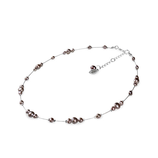 Silver Freshwater Pearl Nugget Cluster Necklace