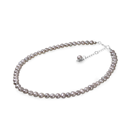 Silver Classic Freshwater 7mm Baroque Nugget Pearl Necklace