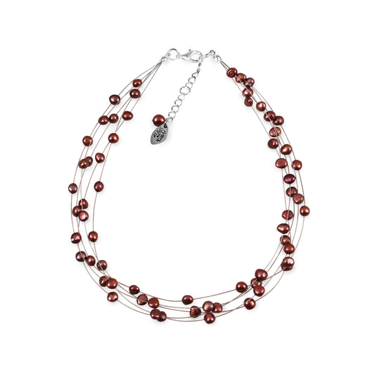 Bronze Freshwater Baroque Nugget Pearl 5 Strand Necklace