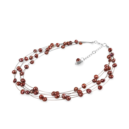 Bronze Freshwater Baroque Nugget Pearl 5 Strand Necklace