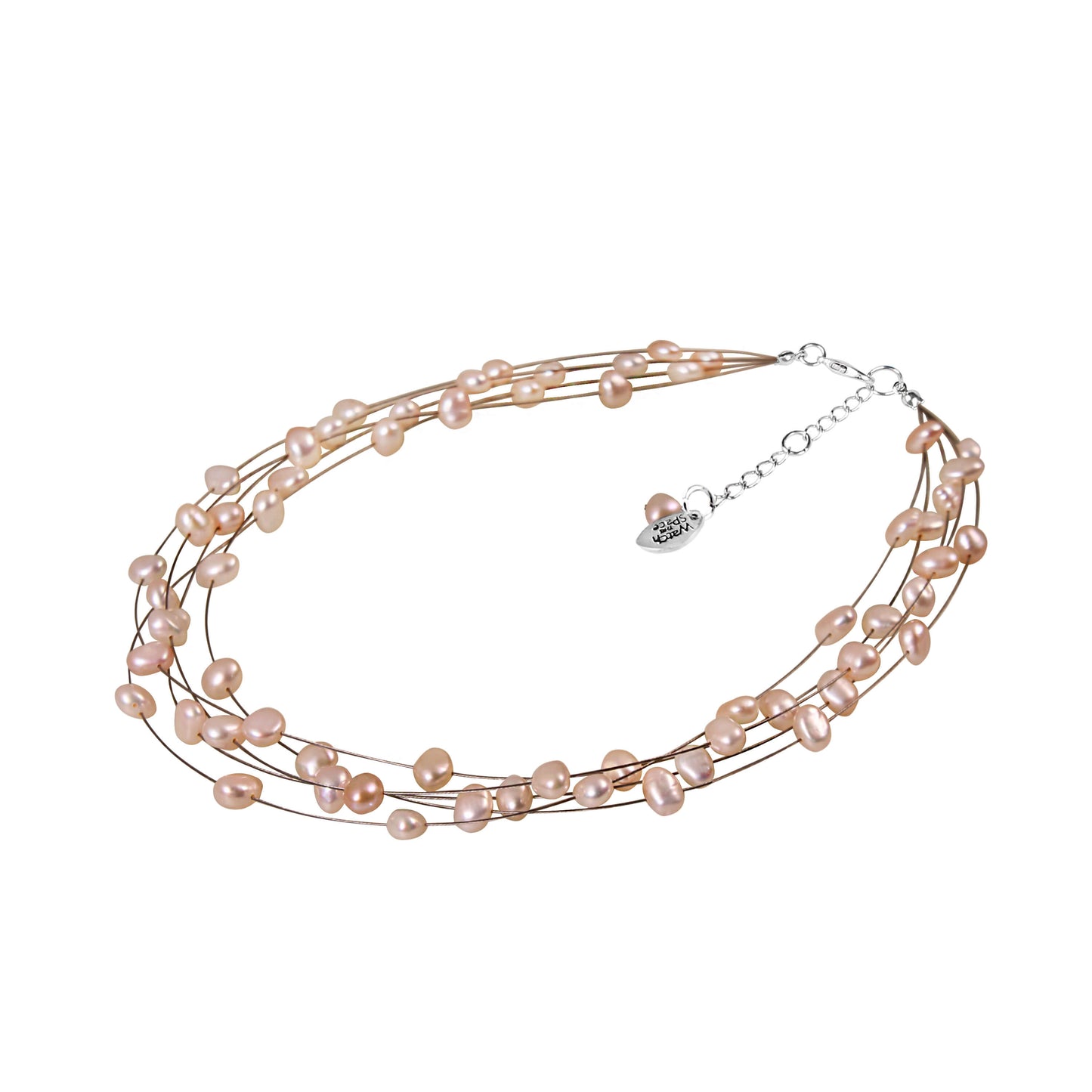 Rose Freshwater Baroque Nugget Pearl 5 Strand Necklace