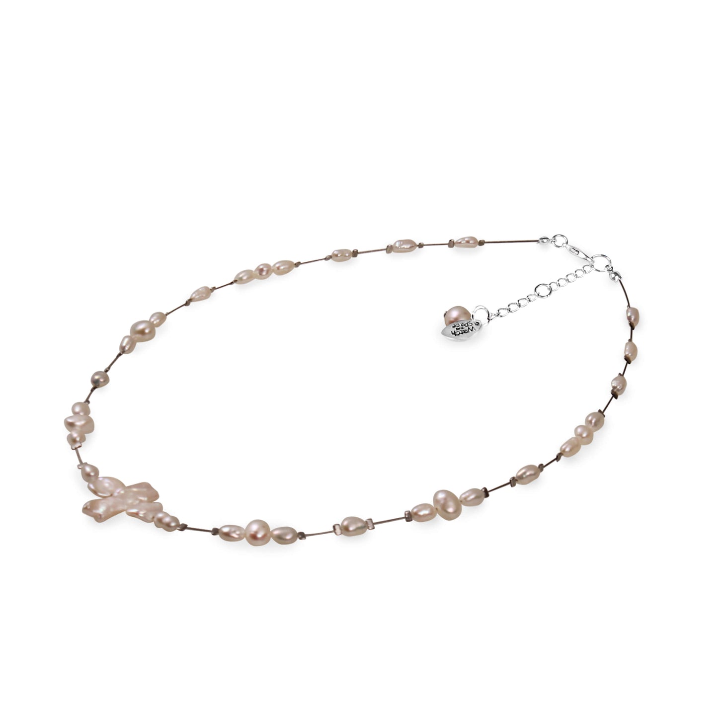 White Freshwater Biwa and Baroque Nugget Pearl Cluster Necklace