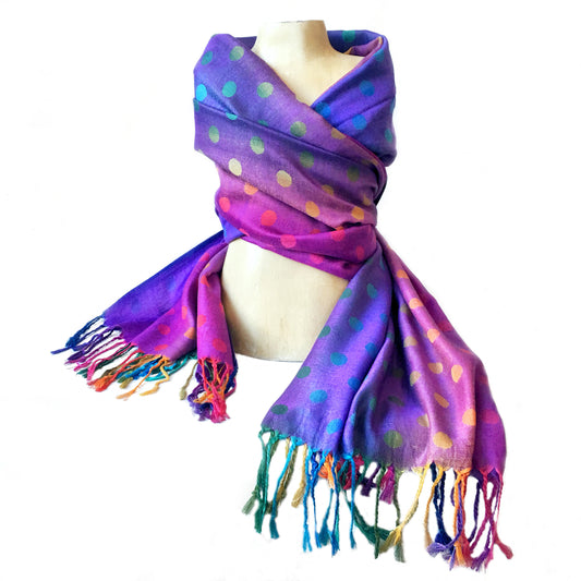 Purple Polka Dot Rainbow Pashmina
