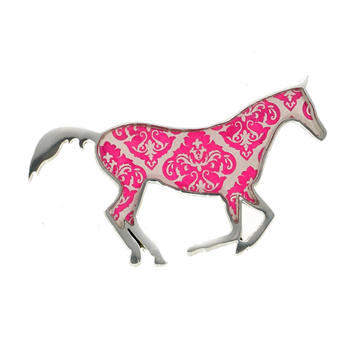 Pink Vintage Pattern Horse Brooch