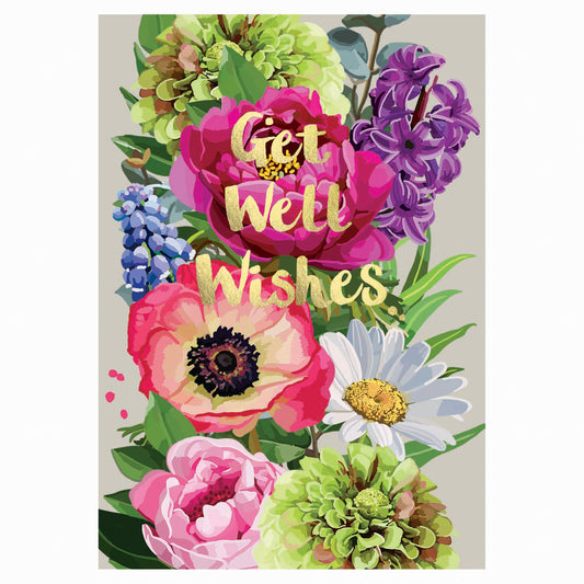 Get Well Wishes Foiled Floral Greeting Card