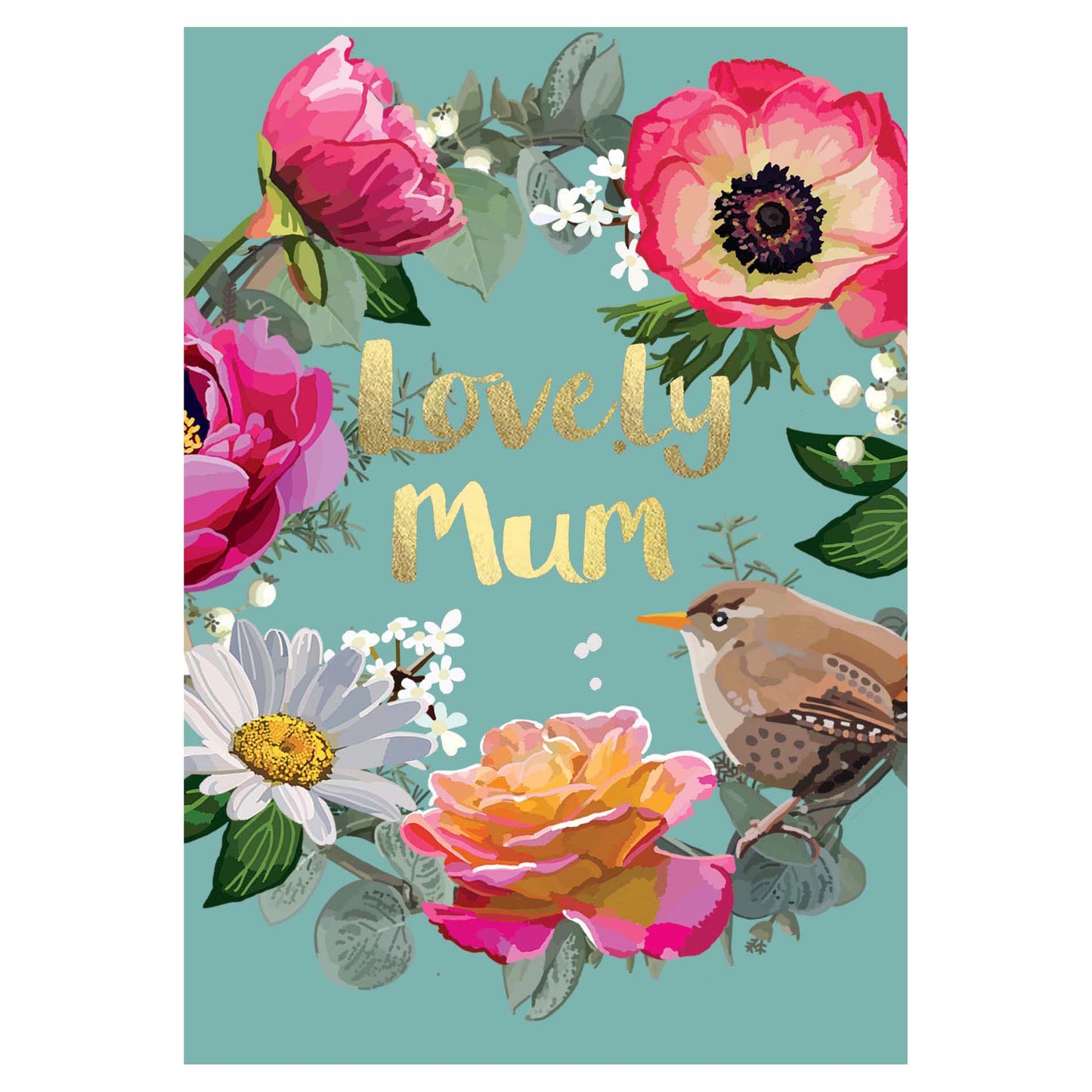 Lovely Mum Foiled Floral Greeting Card | The Jewellery Stop