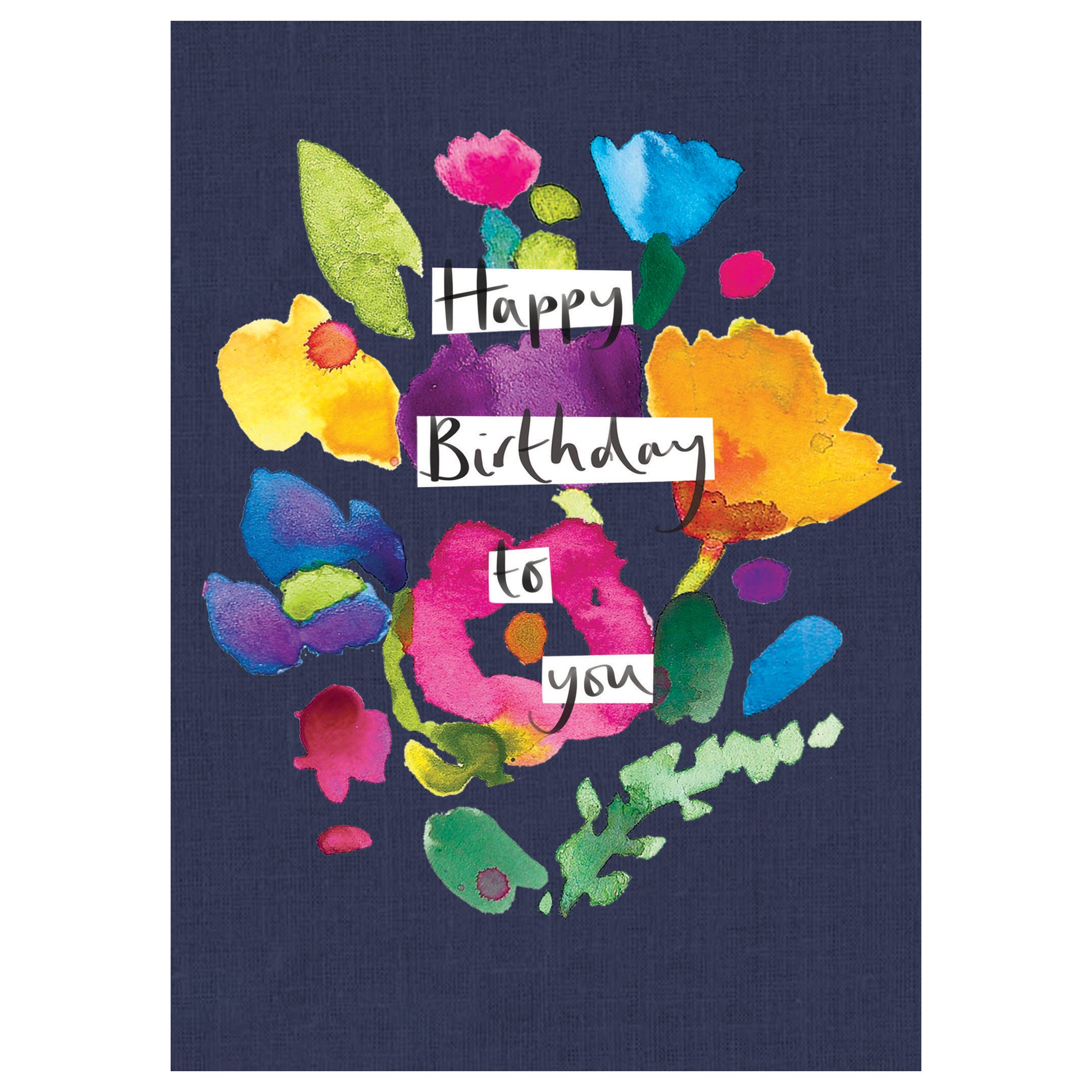 Happy Birthday Ink Floral Collage Greeting Card