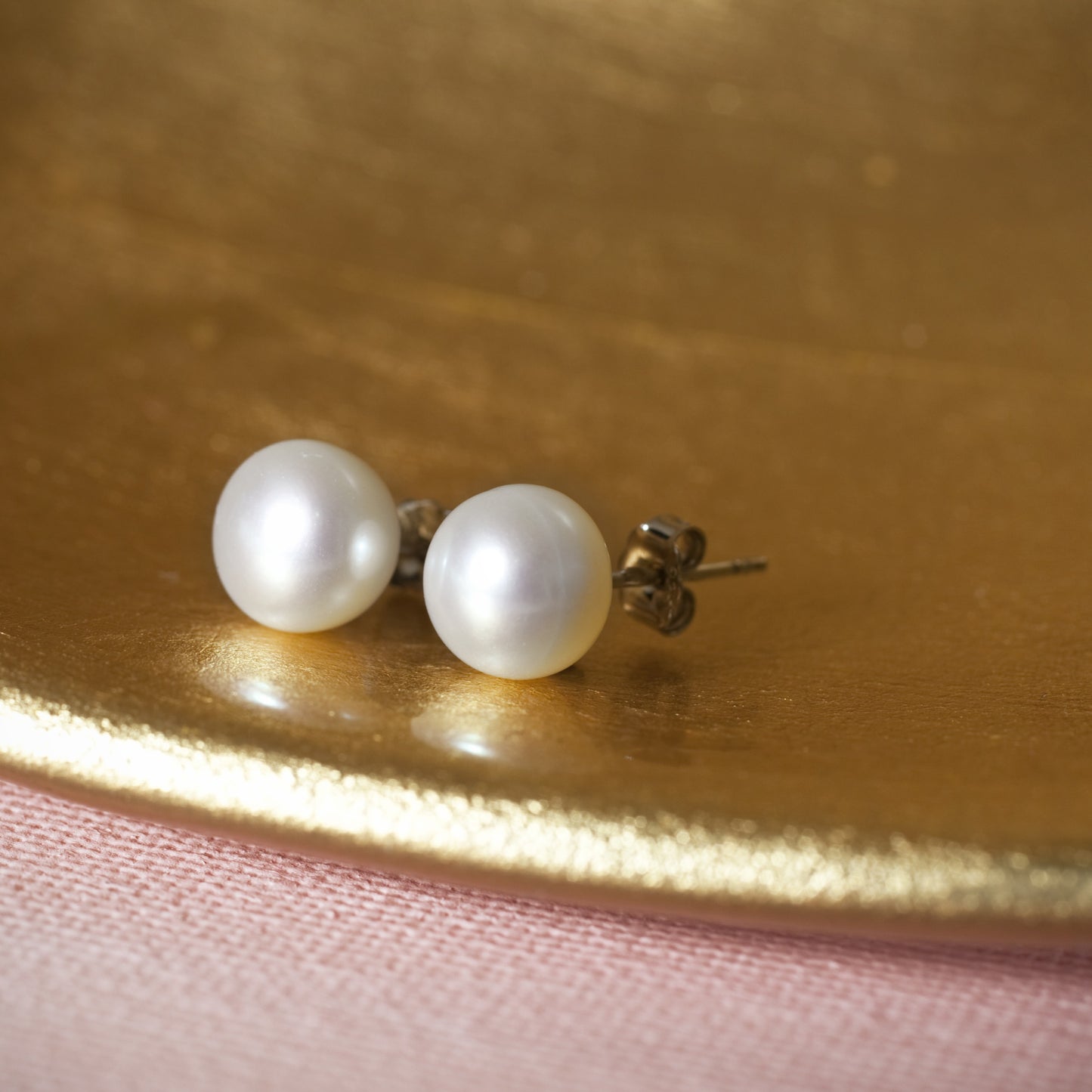 White Fresh Water Pearl Sterling Silver Stud Earrings