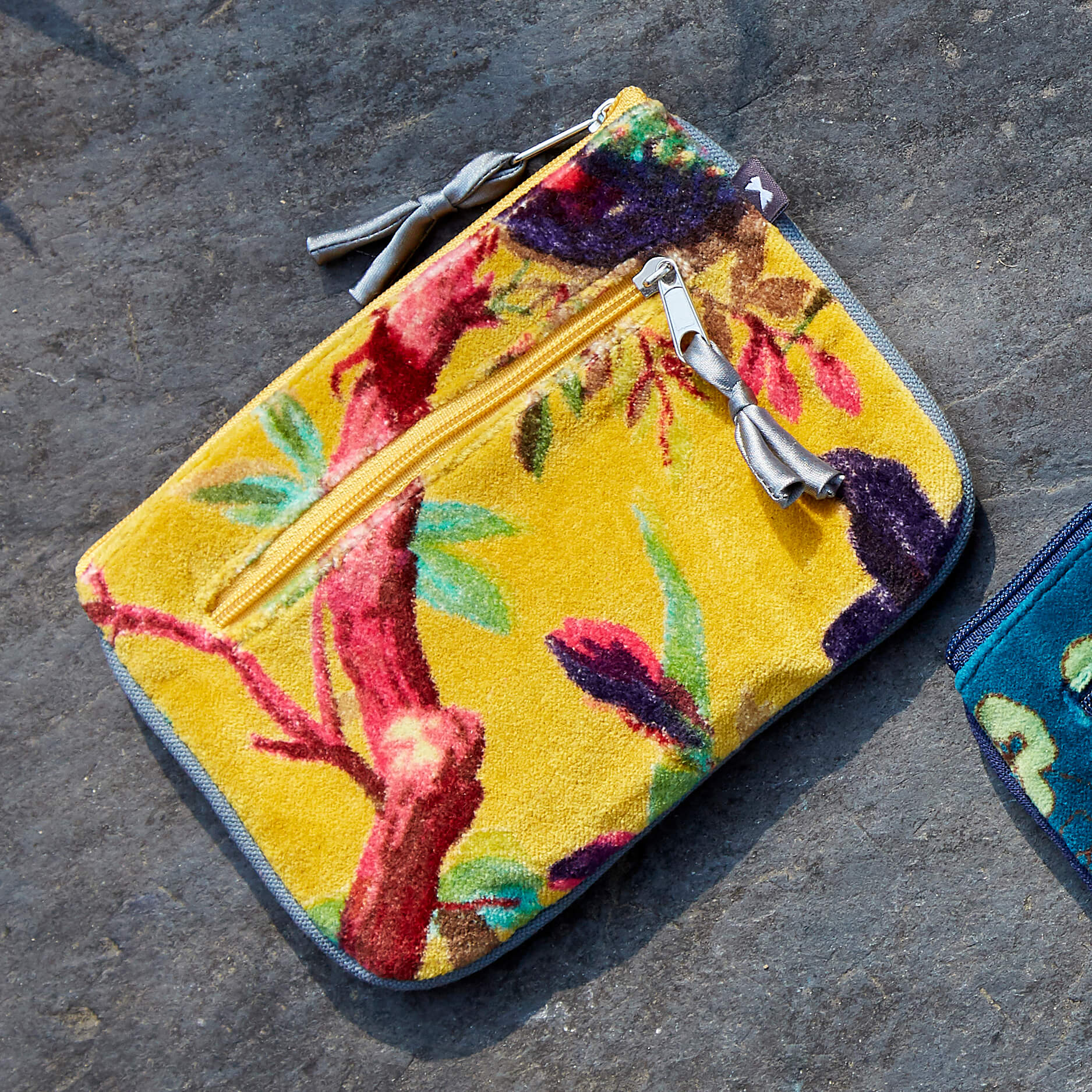 Mustard Printed Velvet Juliet Purse | The Jewellery Stop