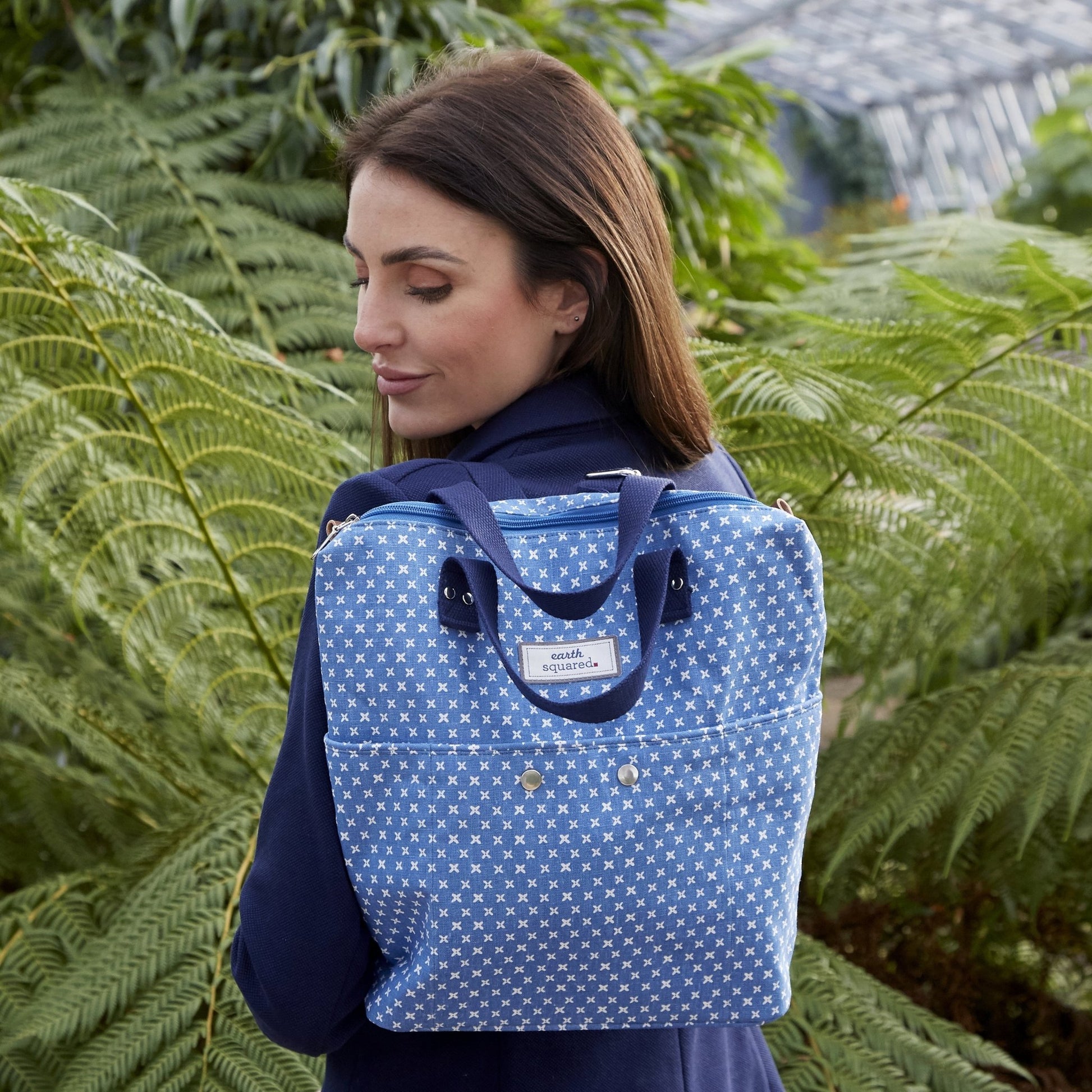 Blue/White Spring Linen Backpack | The Jewellery Stop