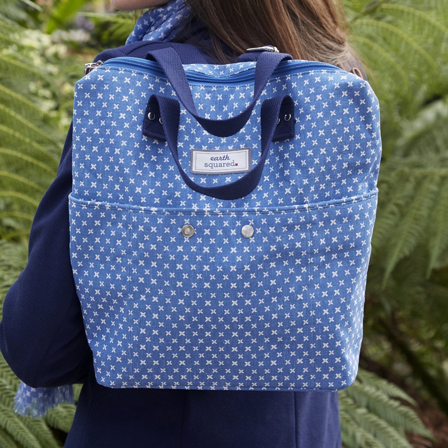 Blue/White Spring Linen Backpack | The Jewellery Stop