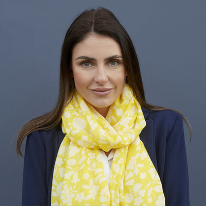 Yellow Floral Print Scarf