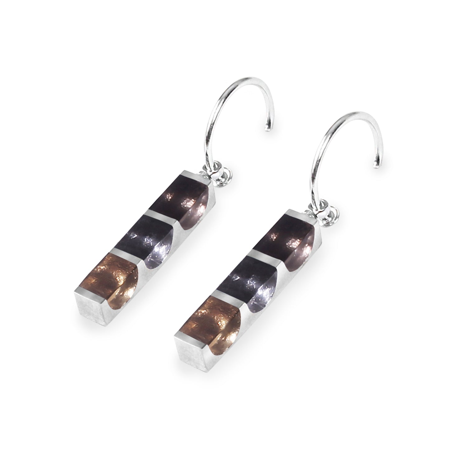 Metallics Pewter Stripes Shiny Creole Earrings