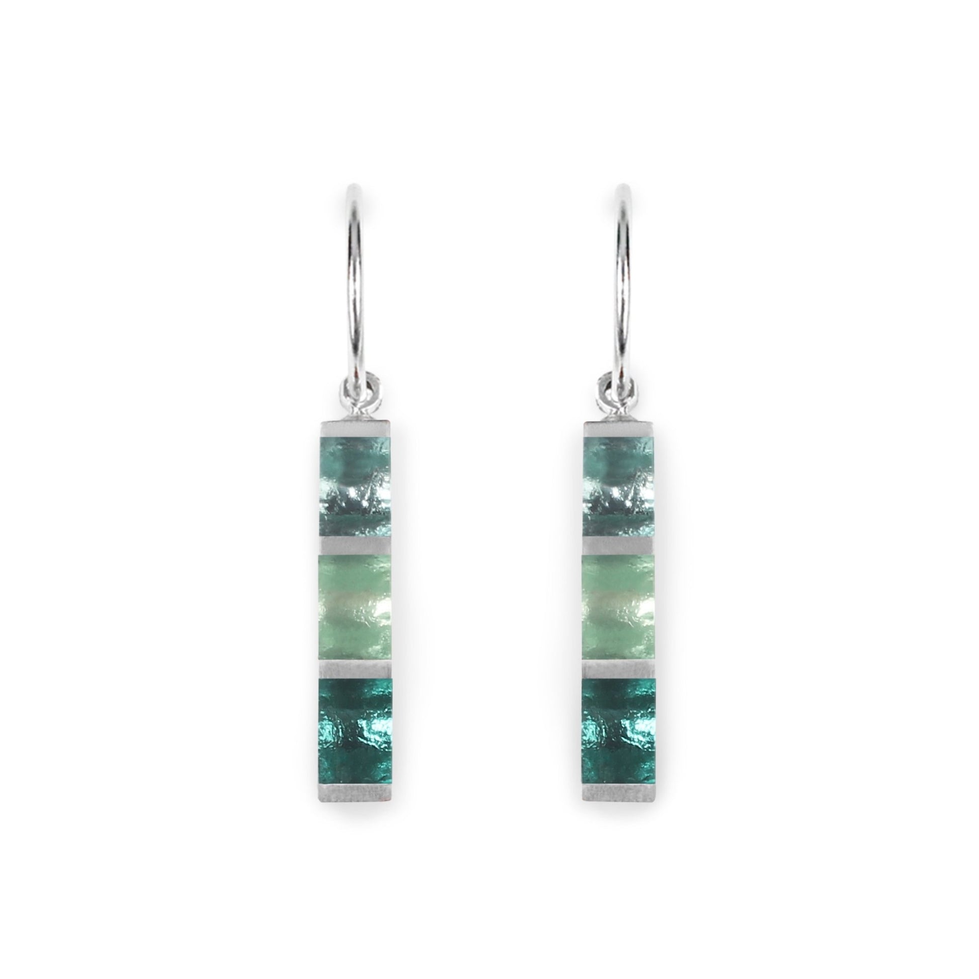 Mint Pewter Stripes Shiny Creole Earrings | The Jewellery Stop
