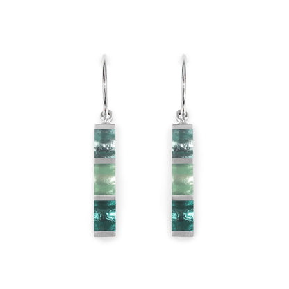 Mint Pewter Stripes Shiny Creole Earrings | The Jewellery Stop