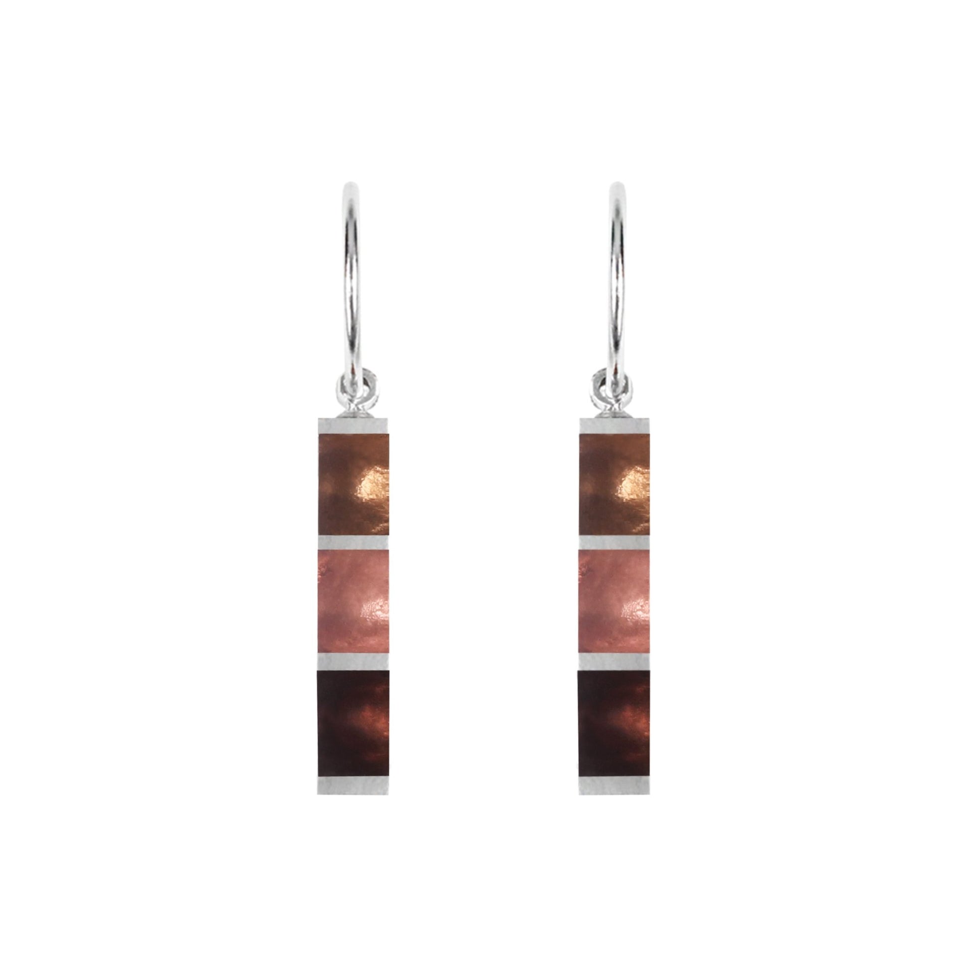 Nougat Pewter Stripes Shiny Creole Earrings | The Jewellery Stop