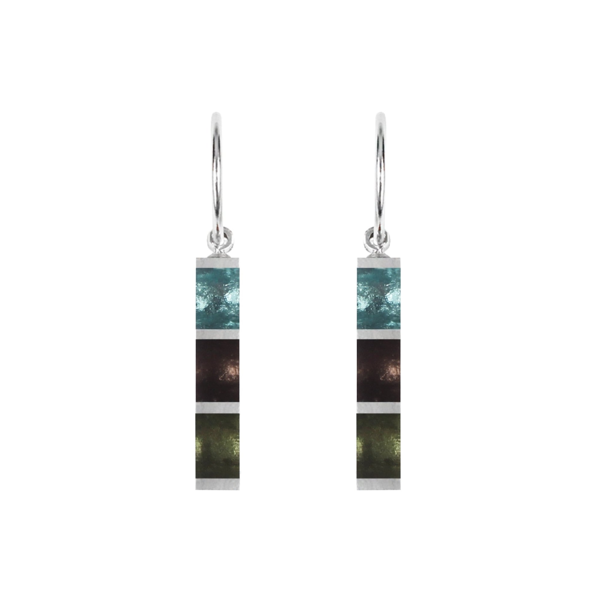 Pear Pewter Stripes Shiny Creole Earrings | The Jewellery Stop
