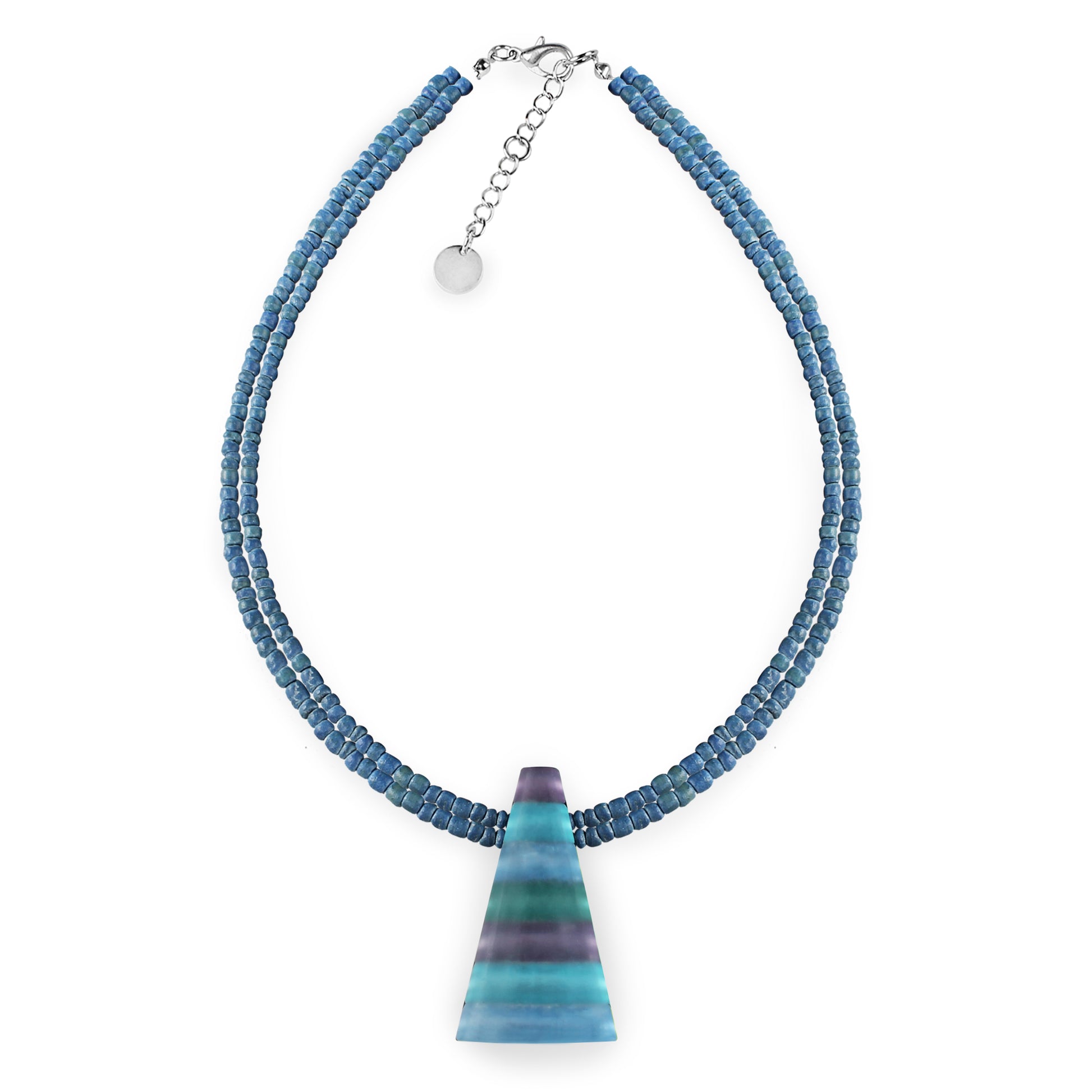 Fjord Triangle Stripes Matte Pendant on Coco Beads