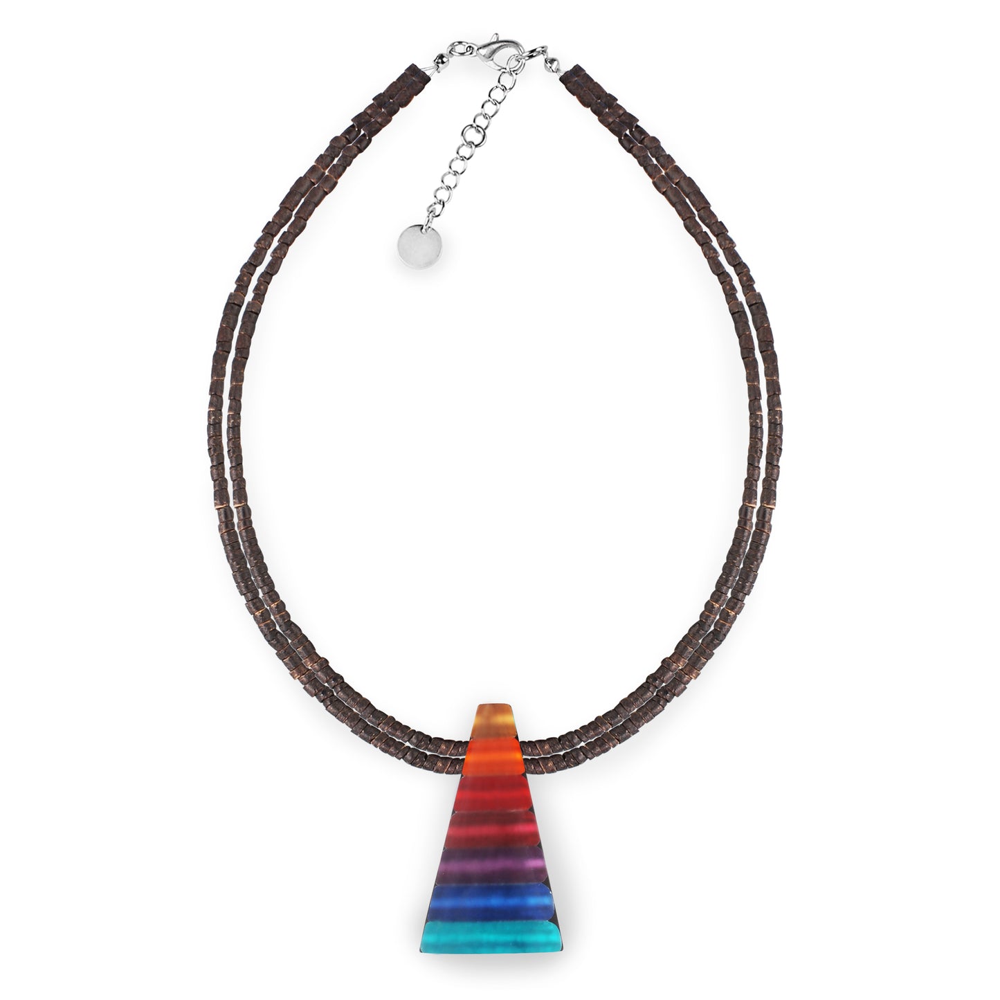 Rainbow Triangle Stripes Matte Pendant on Coco Beads