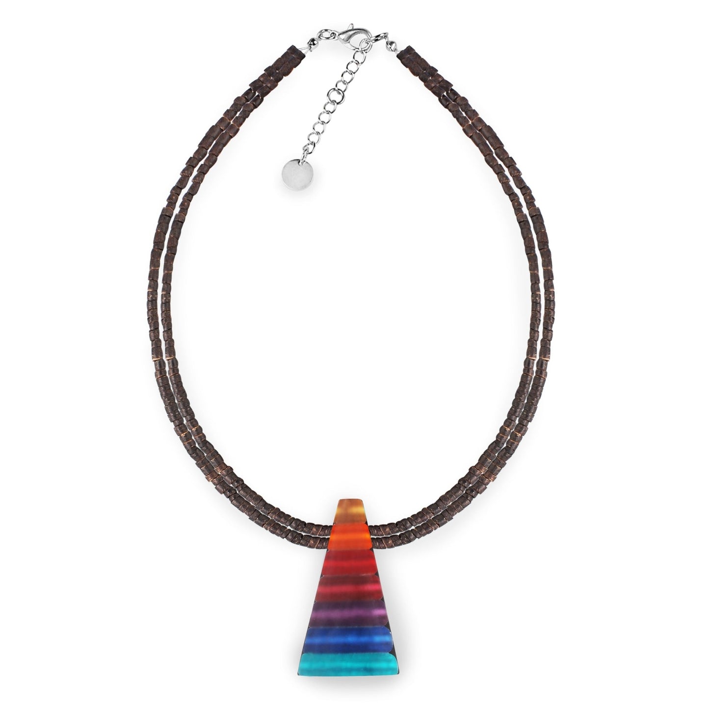 Rainbow Triangle Stripes Matte Pendant on Coco Beads | The Jewellery Stop