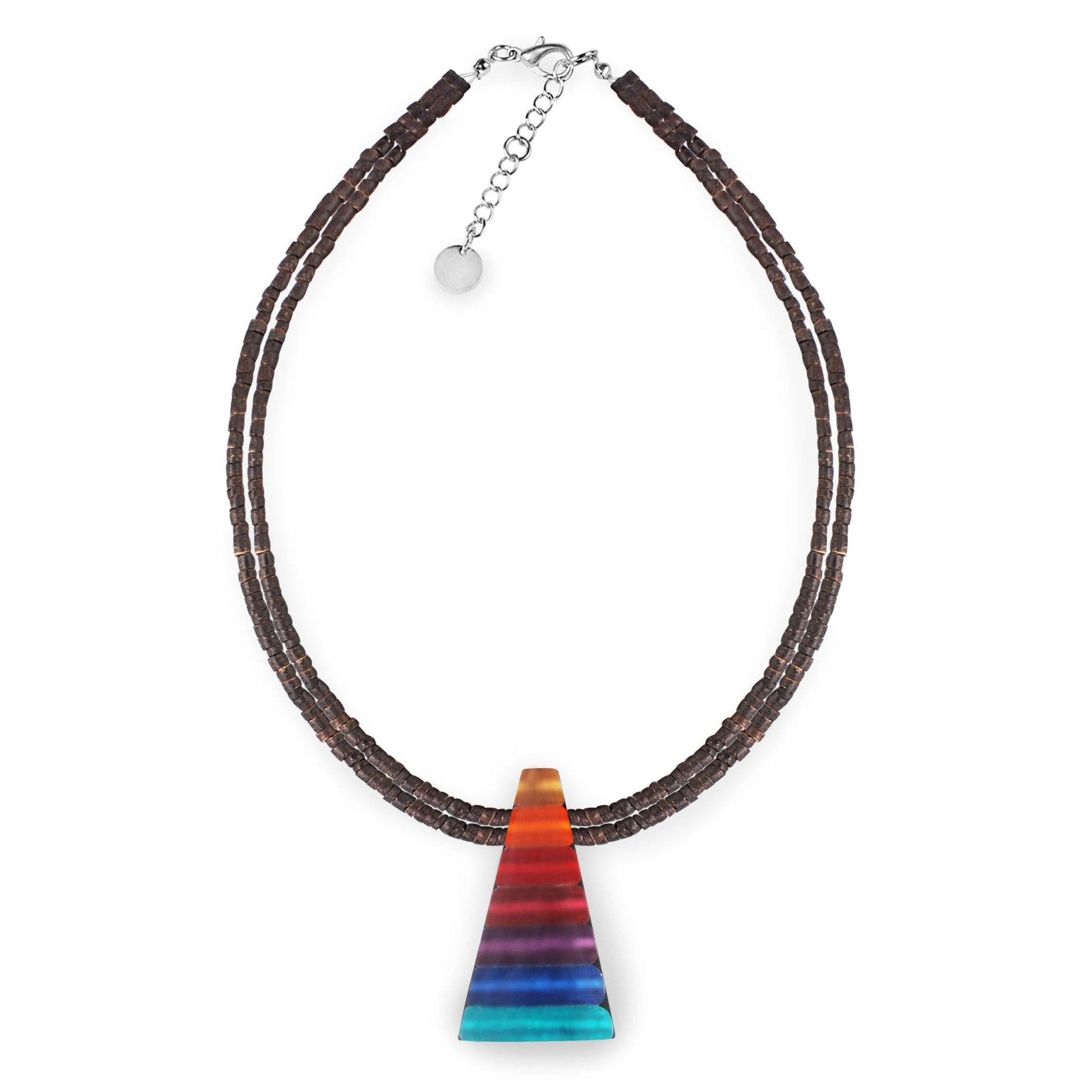 Rainbow Triangle Stripes Matte Pendant on Coco Beads | The Jewellery Stop