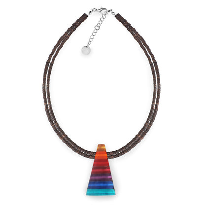 Rainbow Triangle Stripes Matte Pendant on Coco Beads | The Jewellery Stop