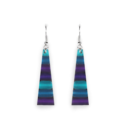 Peacock Triangle Stripes Matte Fish Hook Earrings | The Jewellery Stop