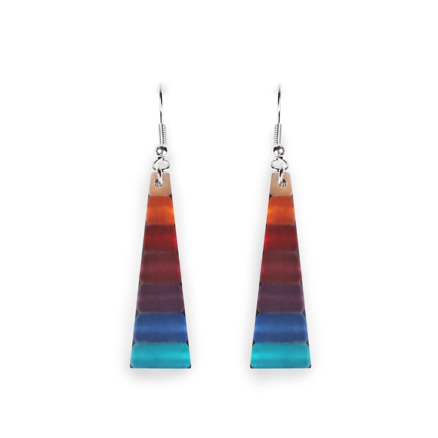 Rainbow Triangle Stripes Matte Fish Hook Earrings | The Jewellery Stop