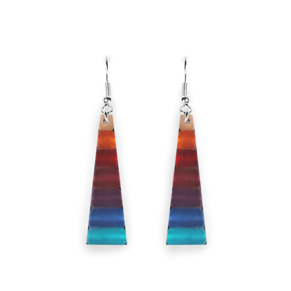 Rainbow Triangle Stripes Matte Fish Hook Earrings | The Jewellery Stop