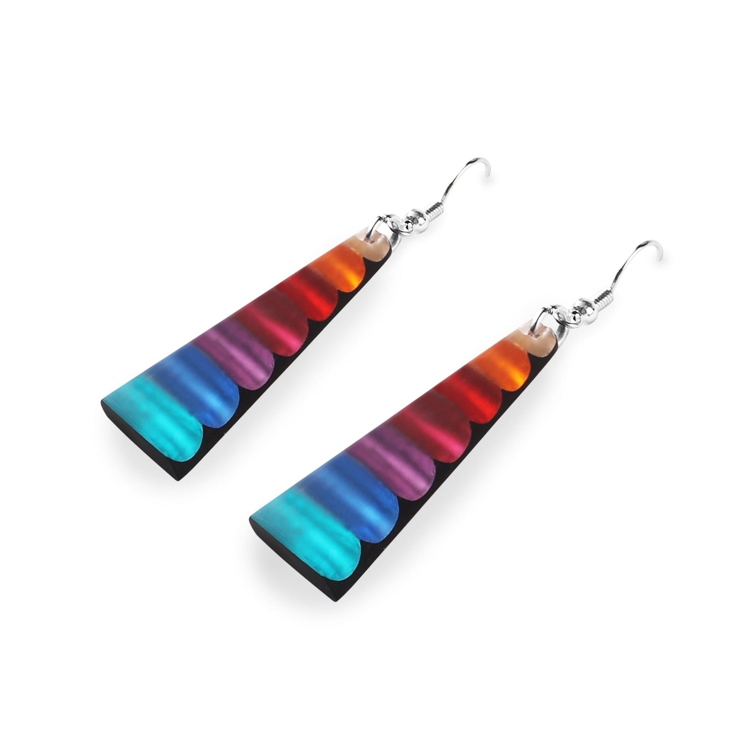 Rainbow Triangle Stripes Matte Fish Hook Earrings | The Jewellery Stop