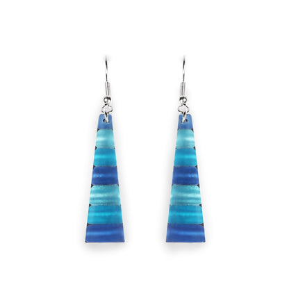 Turquoise Triangle Stripes Matte Fish Hook Earrings | The Jewellery Stop
