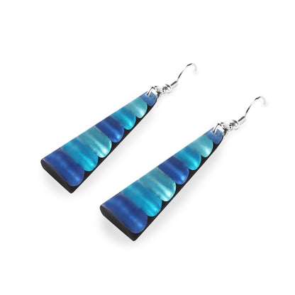 Turquoise Triangle Stripes Matte Fish Hook Earrings | The Jewellery Stop