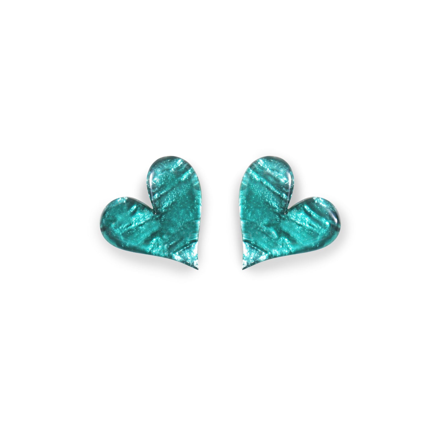 Aqua Aztec Heart Shiny Stud Earrings