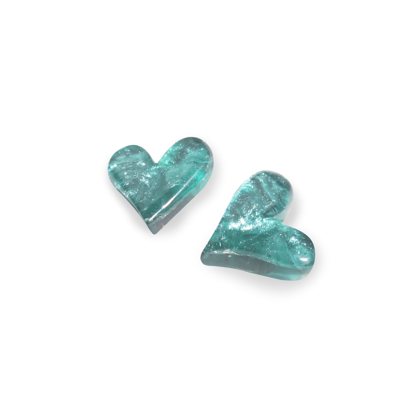 Aqua Aztec Heart Shiny Stud Earrings