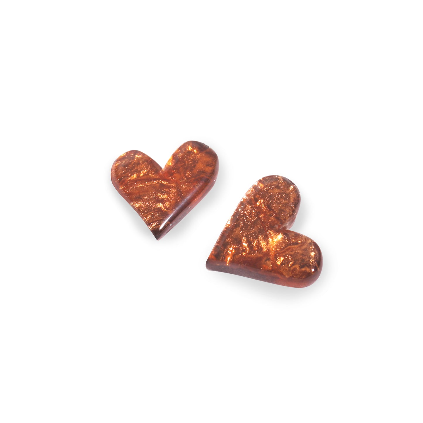 Orange Aztec Heart Shiny Stud Earrings