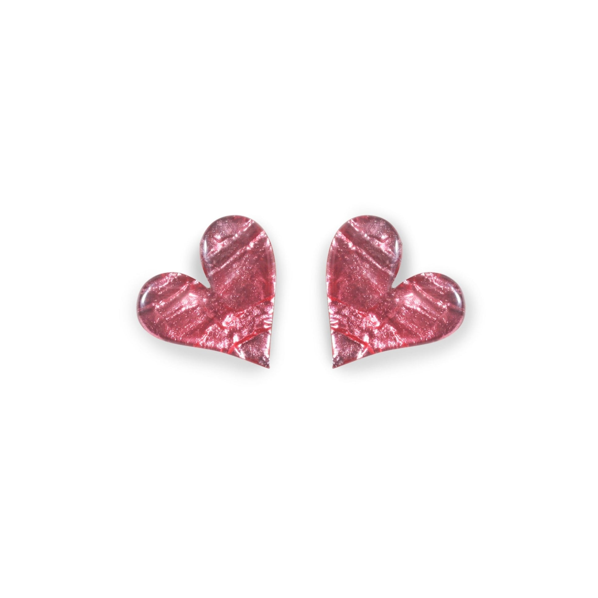 Pink Aztec Heart Shiny Stud Earrings | The Jewellery Stop