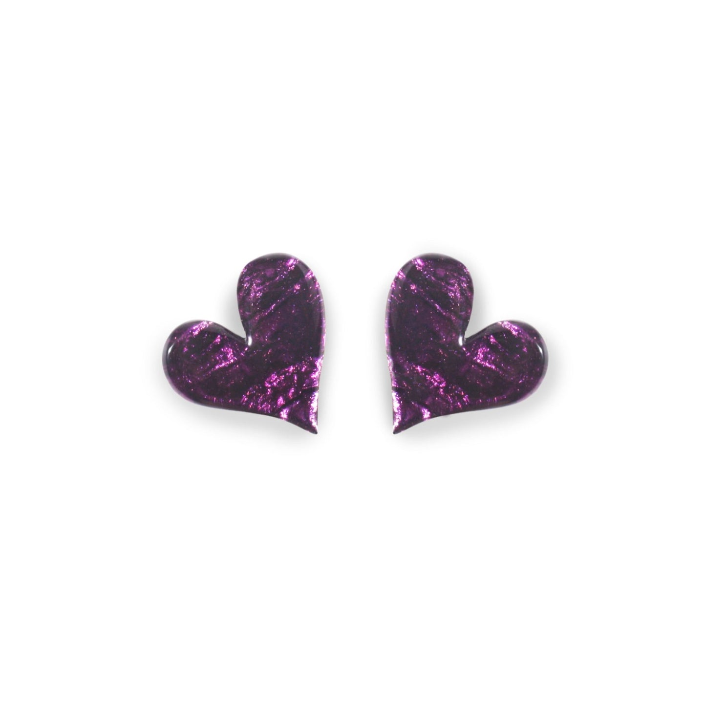 Purple Aztec Heart Shiny Stud Earrings | The Jewellery Stop