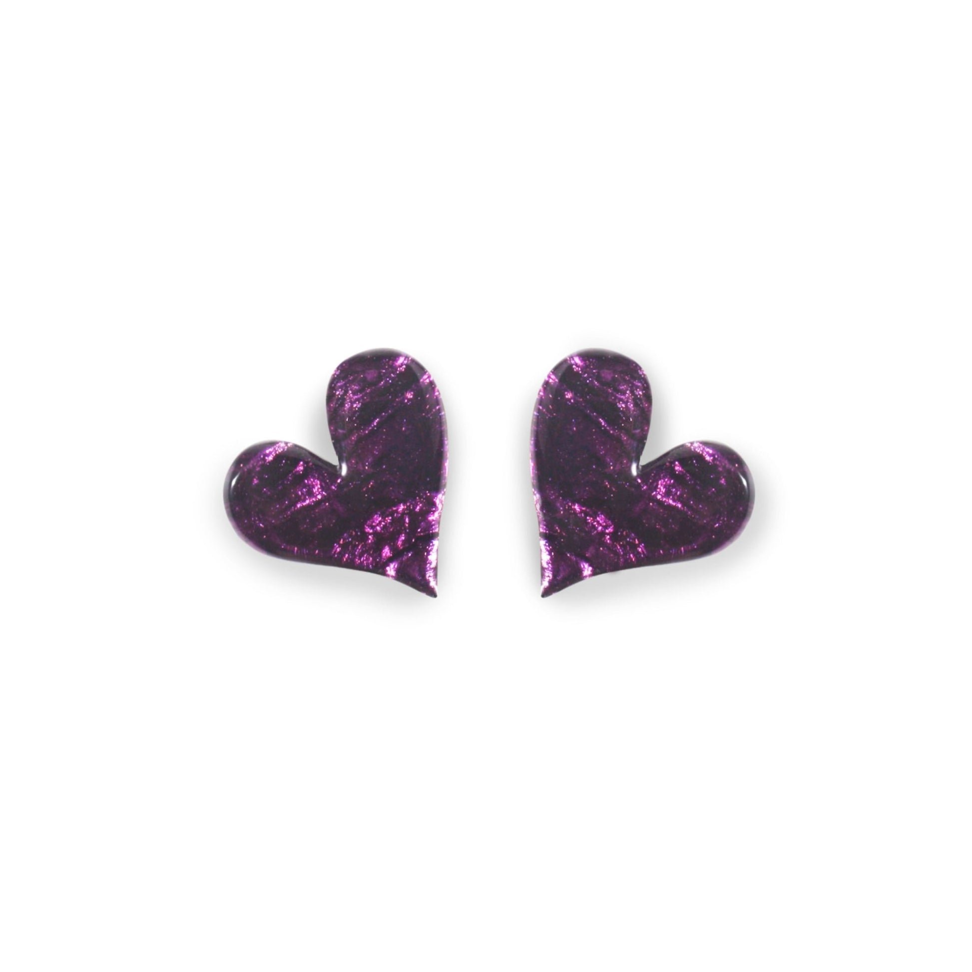 Purple Aztec Heart Shiny Stud Earrings | The Jewellery Stop