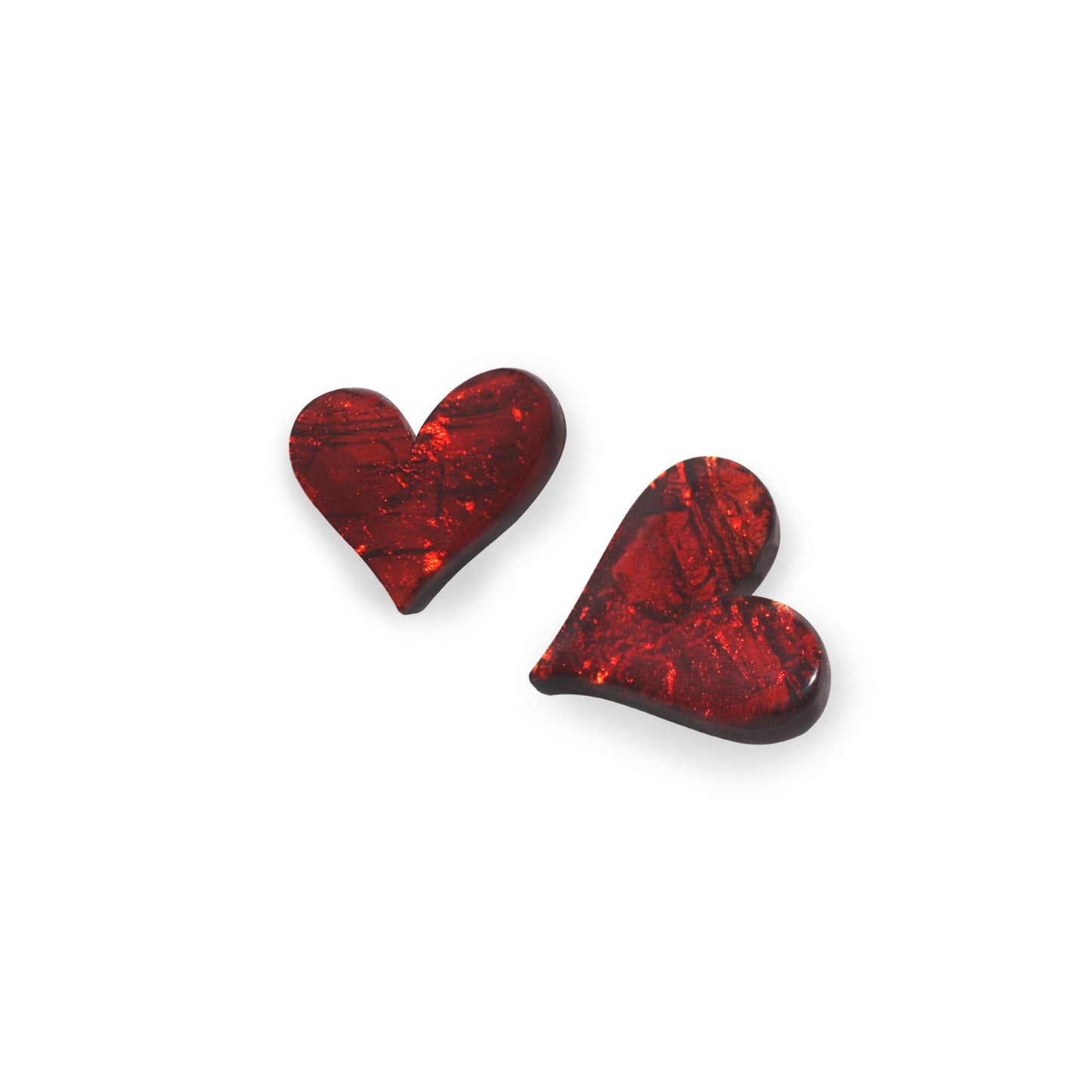 Red Aztec Heart Shiny Stud Earrings | The Jewellery Stop