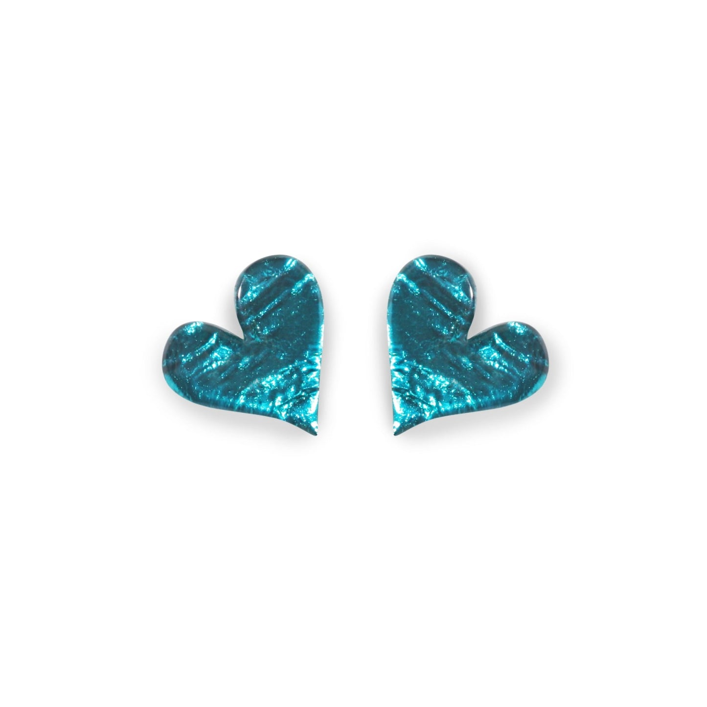 Teal Aztec Heart Shiny Stud Earrings | The Jewellery Stop