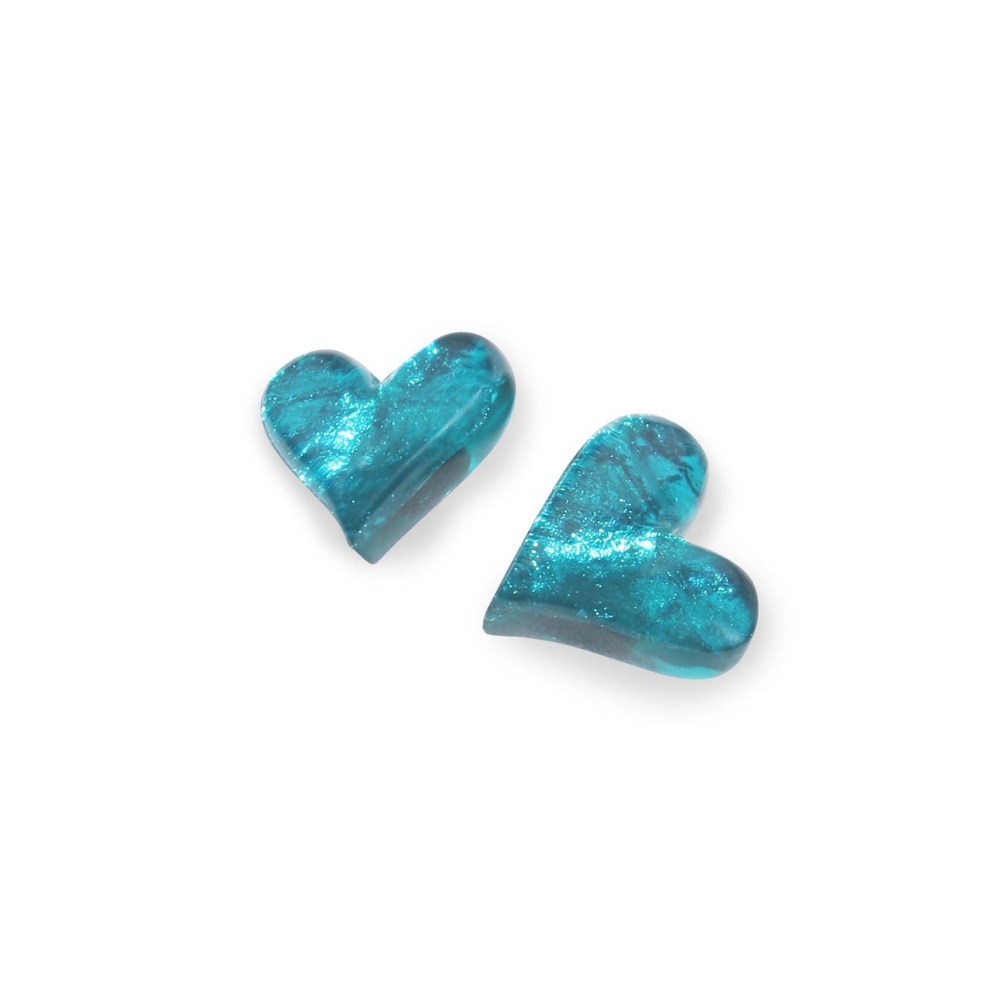 Teal Aztec Heart Shiny Stud Earrings | The Jewellery Stop